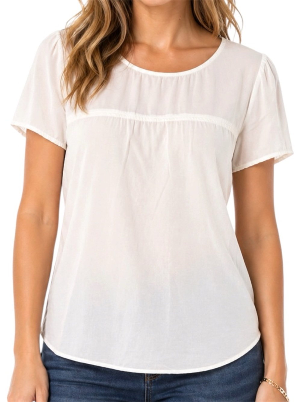 STILE BENETTON White Short Sleeve Blouse Large